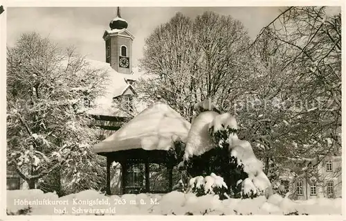 AK / Ansichtskarte Koenigsfeld Schwarzwald Kirchenpartie im Winter Kat. Koenigsfeld im Schwarzwald