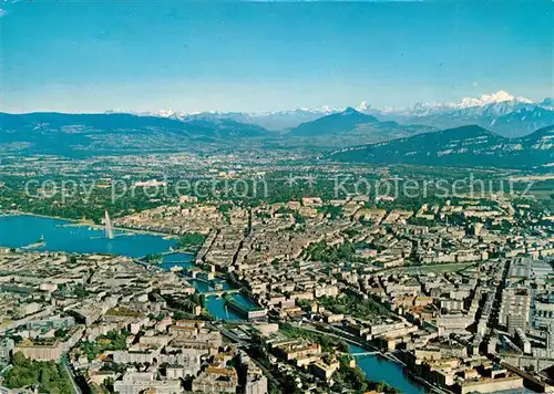 AK / Ansichtskarte Geneve GE Fliegeraufnahme Lac Leman Mont Blanc Kat. Geneve