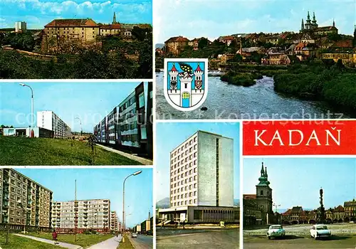 AK / Ansichtskarte Kadan Stadtansichten Schloss Rathaus Hochhaus Kat. Kaaden