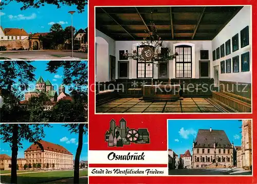 AK / Ansichtskarte Osnabrueck Rathaus Schloss Saal Kirche Platz Stadtmauer Kat. Osnabrueck