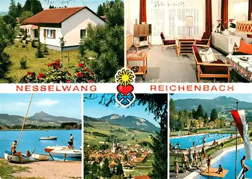 AK / Ansichtskarte Reichenbach Nesselwang Feriendorf Pension Schwimmbad Badesee Bootfahren