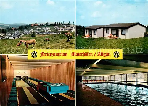 AK / Ansichtskarte Maierhoefen Allgaeu Ferienzentrum Kegelbahn Hallenbad Viehweide Kuehe Kat. Maierhoefen