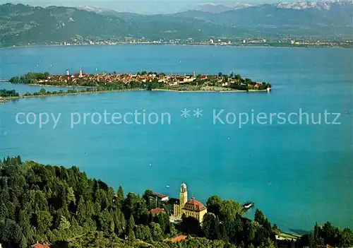 AK / Ansichtskarte Bad Schachen Lindau mit Blick auf Lindau Bregenz Pfaender Vorarlberger Hochgebirge Fliegeraufnahme Kat. Lindau (Bodensee)