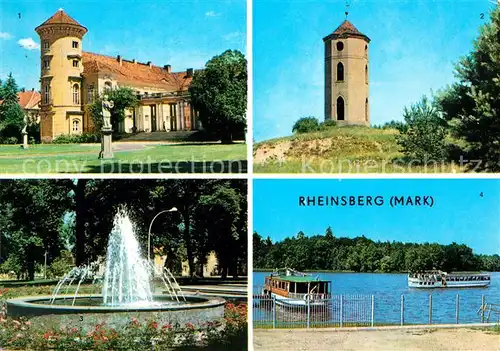 AK / Ansichtskarte Rheinsberg Schloss Sanatorium Lehmann Leuchtturm Springbrunnen Am Rheinsberger See Kat. Rheinsberg