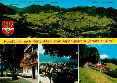 AK / Ansichtskarte Ruhpolding Blick vom Alpengasthof Brandler Alm Terrasse Kat. Ruhpolding