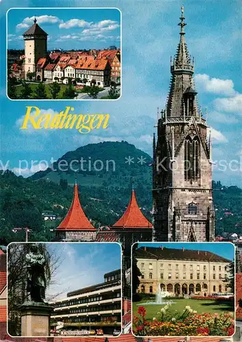 AK / Ansichtskarte Reutlingen Tuebingen Stadttor Kirchturm Denkmal Kurpark