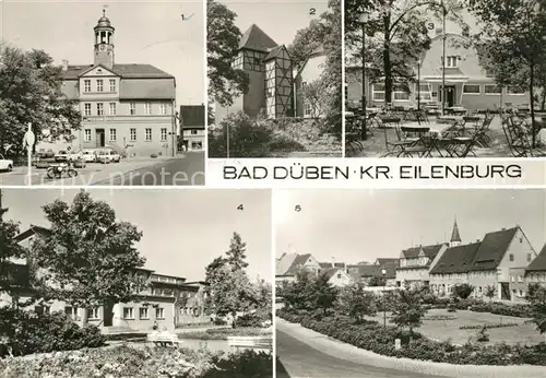 AK / Ansichtskarte Bad Dueben Markt mit Rathaus Burg Dueben Kulturhaus Eisenmoorbad Platz der Jugend Kat. Bad Dueben