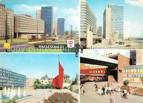 AK / Ansichtskarte Halle Saale Interhotel Stadt Halle Fahnenmonument Hansering Am Ernst Thaelmann Platz Kat. Halle