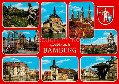 AK / Ansichtskarte Bamberg Schloss Kirchen Teilansichten Brunnen Kat. Bamberg