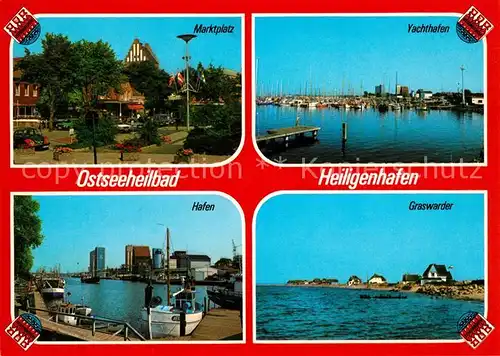 AK / Ansichtskarte Heiligenhafen Ostseebad Marktplatz Yachthafen Hafen Graswarder Kat. Heiligenhafen