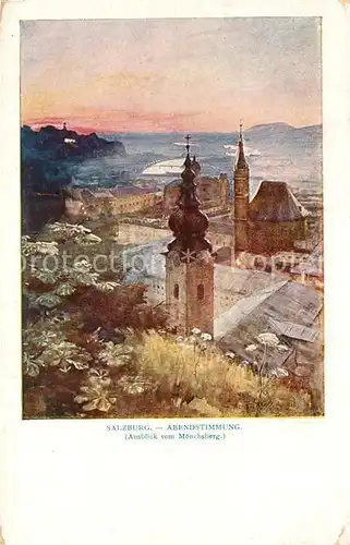 AK / Ansichtskarte Salzburg Oesterreich Blick vom Moenchsberg Kuenstlerkarte Kat. Salzburg