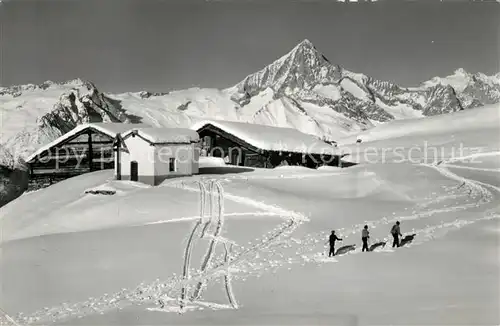AK / Ansichtskarte Graechen VS Hannigalp Skigebiet mit Bietschhorn und Jungfrau Berner Alpen Kat. Graechen