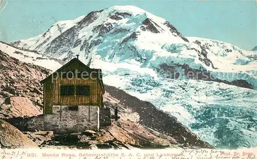 AK / Ansichtskarte Monte Rosa Betempshuette und Lyskamm Gletscher Walliser Alpen Kat. Monte Rosa