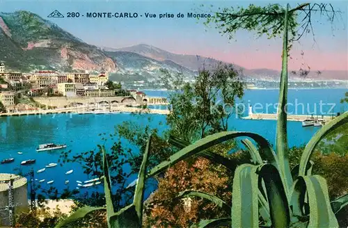AK / Ansichtskarte Monte Carlo Vue prise de Monaco Port Cote d Azur Kat. Monte Carlo