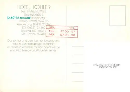 AK / Ansichtskarte Heidelberg Neckar Hotel Kohler  Kat. Heidelberg