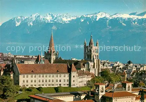 AK / Ansichtskarte Lausanne VD Cathedrale Lac Leman et les Alpes Kat. Lausanne