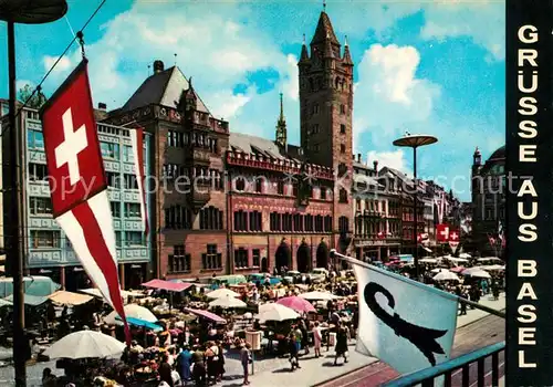 AK / Ansichtskarte Basel BS Marktplatz mit Rathaus Kat. Basel