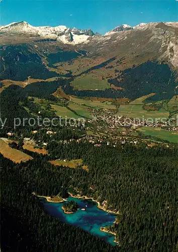 AK / Ansichtskarte Flims GR Fliegeraufnahme mit Caumasee Flims Waldhaus und Dorf Kat. Flims Dorf