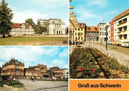 AK / Ansichtskarte Schwerin Mecklenburg Staatstheater Altes Palais Bahnhof Badstrasse Kat. Schwerin