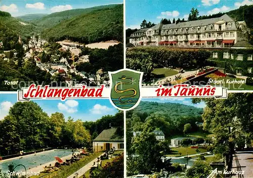 AK / Ansichtskarte Schlangenbad Taunus Total Staatl Kurhotel Schwimmbad Am Kurhaus Kat. Schlangenbad