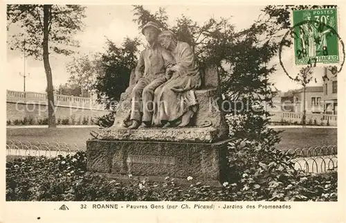 AK / Ansichtskarte Roanne Loire Pauvres Gens Monument Jardins des Promenades Kat. Roanne