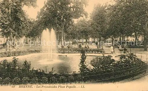 AK / Ansichtskarte Roanne Loire Les Promenades Place Populle Fontaine Kat. Roanne