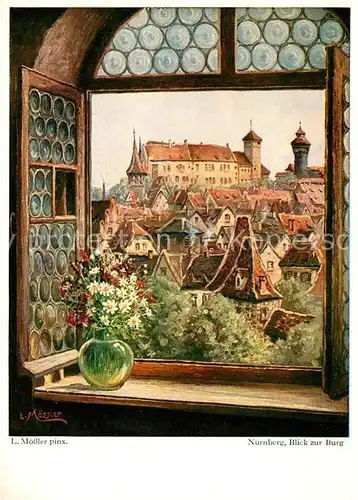 AK / Ansichtskarte Moessler L. Nuernberg Blick zur Burg  Kat. Kuenstlerkarte