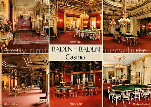 AK / Ansichtskarte Casino Spielbank Baden Baden Pompadour Saal Roter Saal Benazel Bar Kat. Spiel