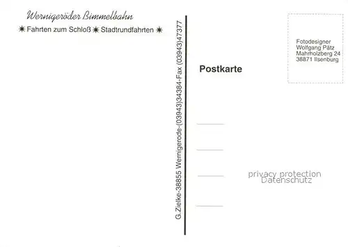 AK / Ansichtskarte Touristenzug Bimmelbahn Wernigerode 