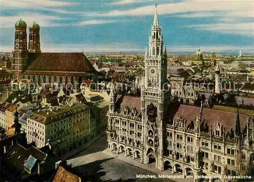 AK / Ansichtskarte Muenchen Rathaus mit Frauenkirche Kat. Muenchen