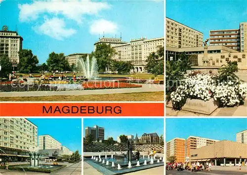 AK / Ansichtskarte Magdeburg Wilhelm Pieck Allee Eulenspiegelbrunnen Karl Marx Strasse Promenade Julius Bremer Strasse Kat. Magdeburg