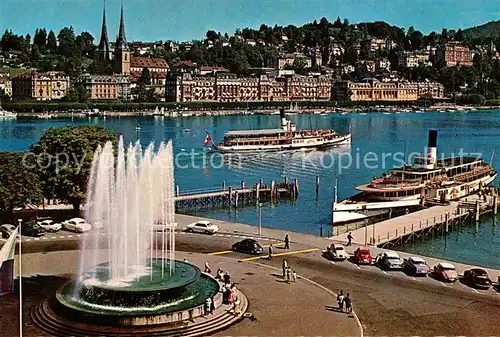 AK / Ansichtskarte Luzern LU Wagenbachbrunnen Dampfer  Kat. Luzern