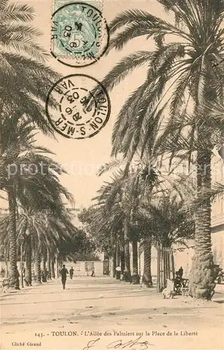 AK / Ansichtskarte Toulon Var Alle des Plamiers sur la Place de la Liberte Kat. Toulon