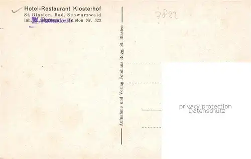 AK / Ansichtskarte St Blasien Hotel Restaurant Klosterhof Kat. St. Blasien