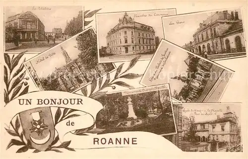 AK / Ansichtskarte Roanne Loire Theatre Hotel de Ville Chambre de Commerce Place du Palais de Justice La Gare Lycee Kat. Roanne