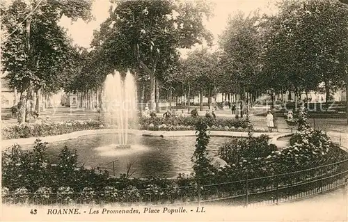 AK / Ansichtskarte Roanne Loire Les Promenades Place Populle Fontaine Kat. Roanne