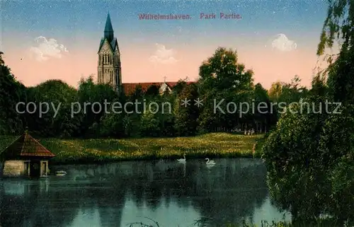 AK / Ansichtskarte Wilhelmshaven Partie im Park Schwanenteich Kirche Kat. Wilhelmshaven