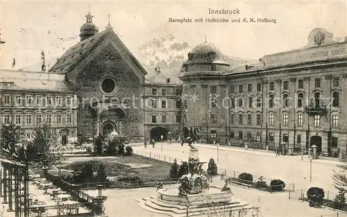 AK / Ansichtskarte Innsbruck Rennplatz mit Hofkirche und Hofburg Denkmal Kat. Innsbruck