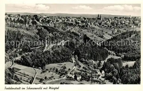 AK / Ansichtskarte Freudenstadt Panorama Murgtal Kurort im Schwarzwald Fliegeraufnahme Kat. Freudenstadt