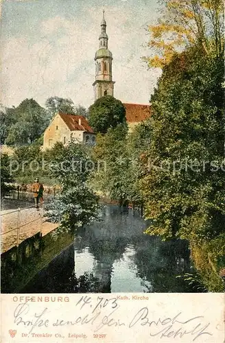 AK / Ansichtskarte Offenburg Katholische Kirche Partie am Bach Kat. Offenburg