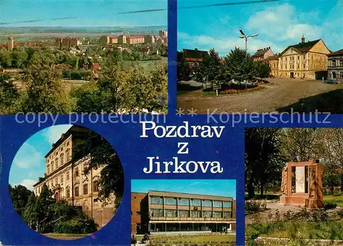 AK / Ansichtskarte Jirkov Panorama Gottwaldovo namesti Cerveny Hradek Restaurace Pascik