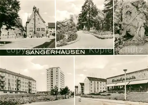 AK / Ansichtskarte Sangerhausen Suedharz Marktplatz Im Rosarium Hochhaus Suedsiedlung Kat. Sangerhausen