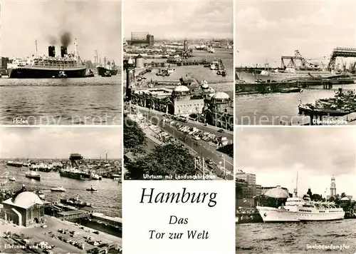 AK / Ansichtskarte Hamburg hafen Uhrturm Landungsbruecken ueberseebruecke Elbtunnel Elbe Seebaederdampfer Kat. Hamburg