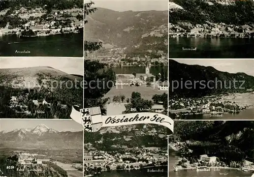 AK / Ansichtskarte Ossiachersee Annenheim Kanzelhoehe Ruine Landskron Stift Ossiach Bodensdorf Sattendorf Steindorf Strandbad Lido Kat. Ossiach