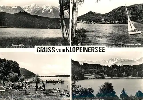 AK / Ansichtskarte Klopeinersee Hochobir Seepartie Strandbad Unterburg Steiner Alpen Kat. Oesterreich