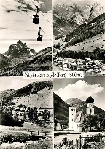 AK / Ansichtskarte St Anton Arlberg Seilbahn Panorama Kirche Kat. St. Anton am Arlberg