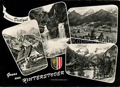 AK / Ansichtskarte Hinterstoder Pension Dietlgut Wasserfall Panorama Kat. Hinterstoder