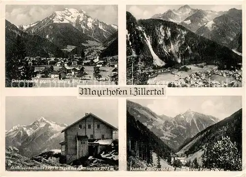 AK / Ansichtskarte Mayrhofen Zillertal Gruenberg Ahornspitze Gschoesswandhuette Gasthof Zillergrund Kat. Mayrhofen