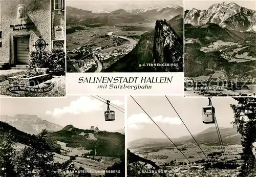 AK / Ansichtskarte Hallein Panorama Tennengebirge Hoher Goell Barmstene und Untersberg Seilbahn Salzburgblick Kat. Hallein