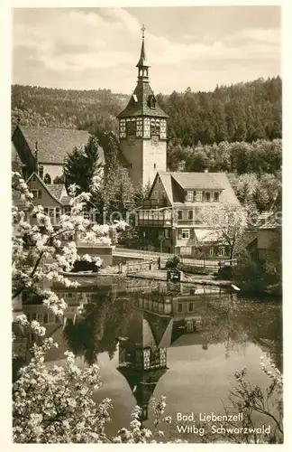 AK / Ansichtskarte Bad Liebenzell Kirchenpartie am Teich Kat. Bad Liebenzell